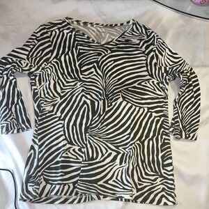 Chicos 2 top green womens pullover blouse graphic designer geometric 292